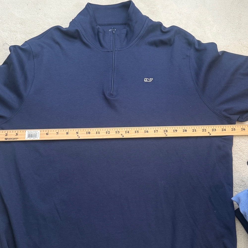Vineyard Vines Men’s Saltwater Navy Blue Quarter Zip Sweatshirt Pullover XL - Picture 8 of 11